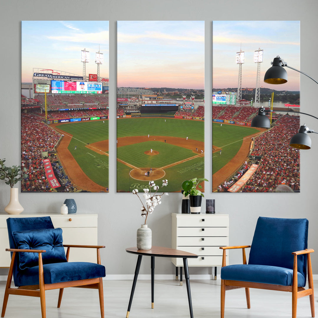 Great American Ball Park Print Cincinnati Reds Stadium Wall Art Print for Gift Baseball Lover, MLB Wall Art, College Dorm Wall Art Print