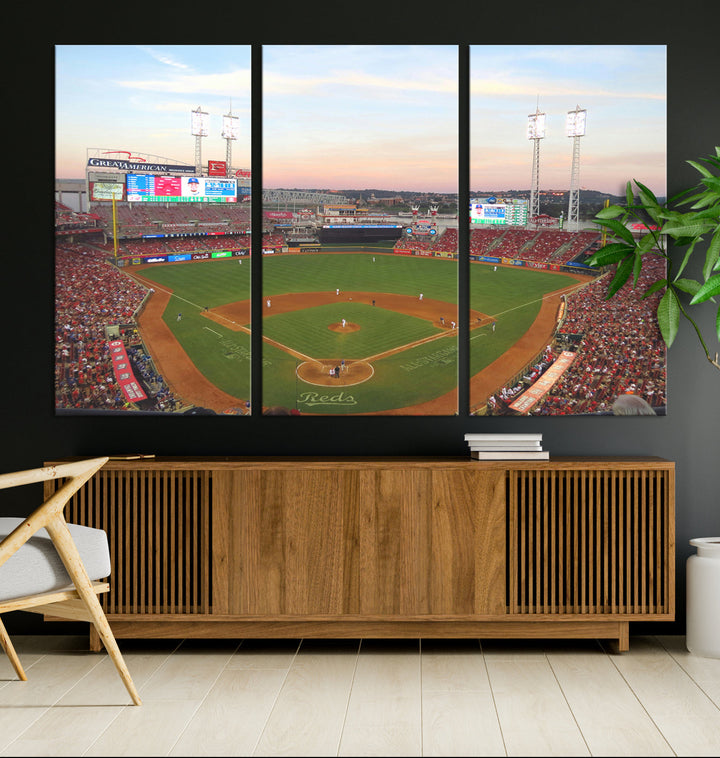 Great American Ball Park Print Cincinnati Reds Stadium Wall Art Print for Gift Baseball Lover, MLB Wall Art, College Dorm Wall Art Print