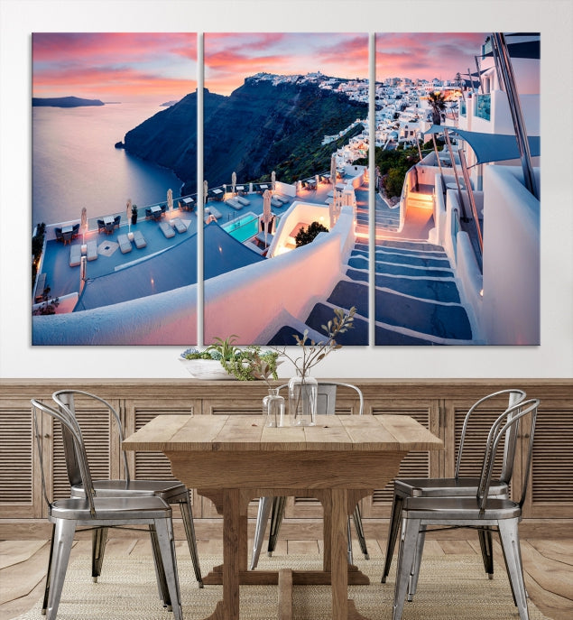 Greece Santorini Photograph Wall Art Sea Ocean Canvas Print for Office Wall Decor