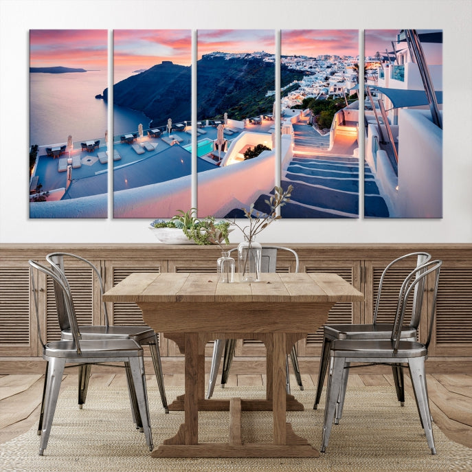 Greece Santorini Photograph Wall Art Sea Ocean Canvas Print for Office Wall Decor