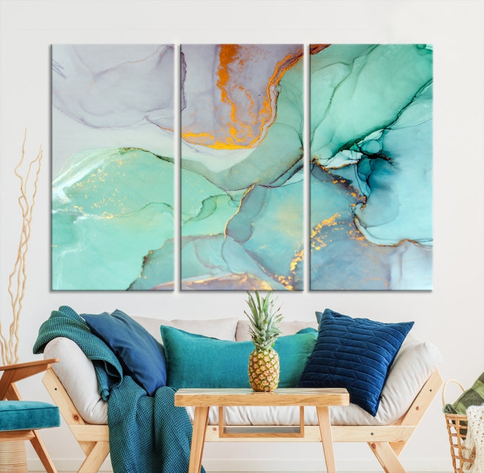 Green Marble Painting Abstract Wall Decor Giclee Canvas Wall Art Print