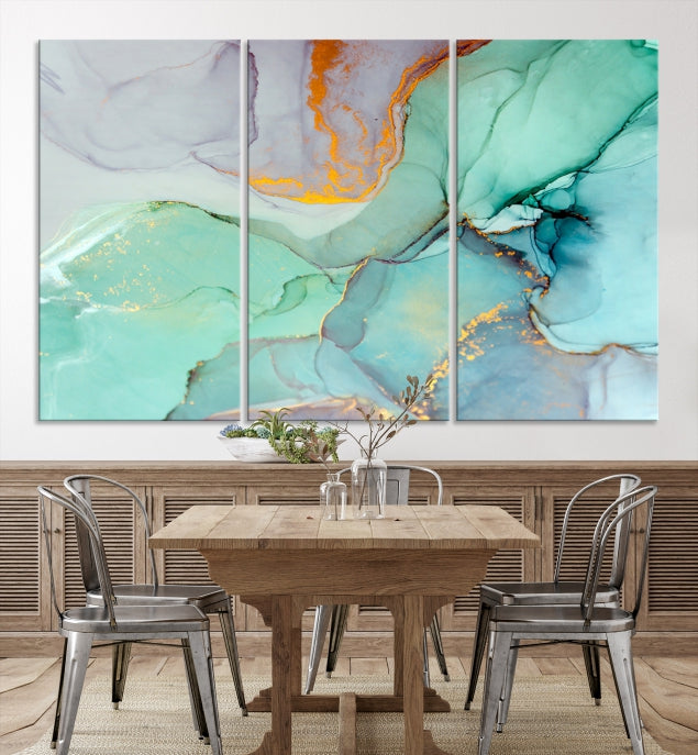 Green Marble Painting Abstract Wall Decor Giclee Canvas Wall Art Print