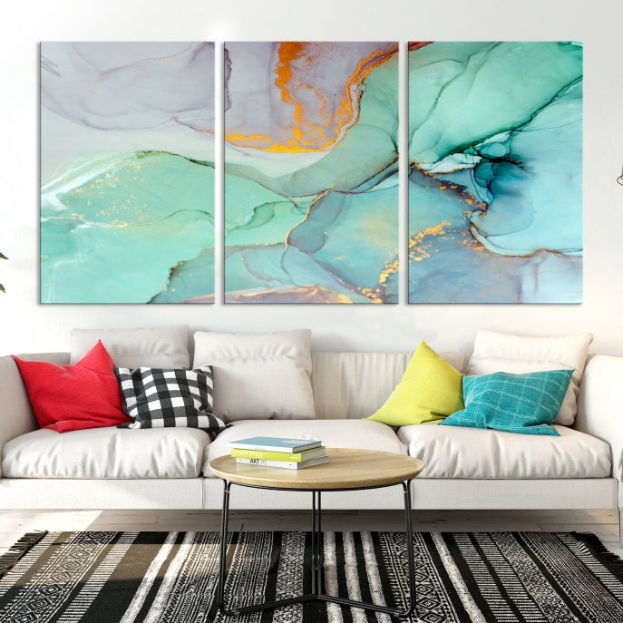 Green Marble Painting Abstract Wall Decor Giclee Canvas Wall Art Print