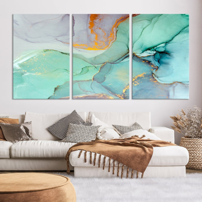 Green Marble Painting Abstract Wall Decor Giclee Canvas Wall Art Print