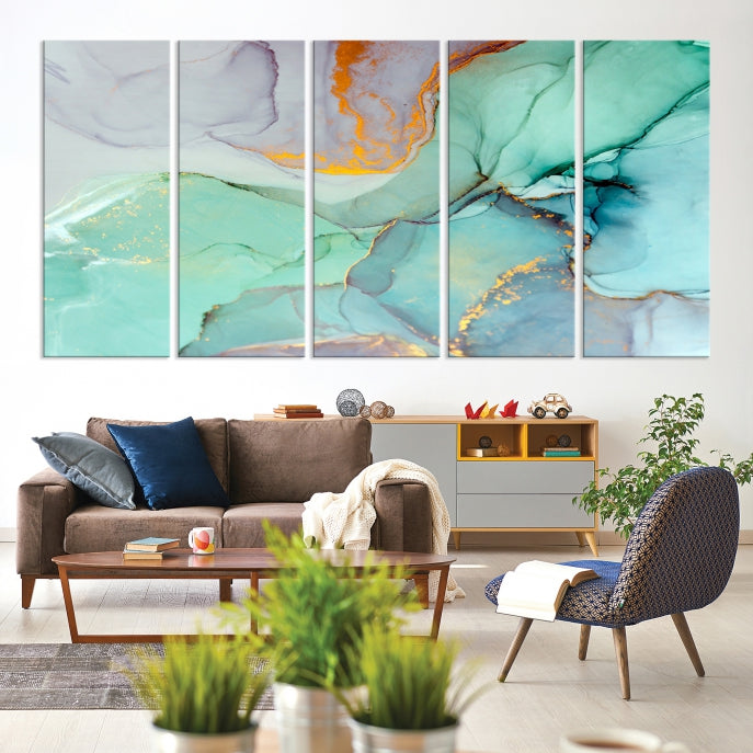 Green Marble Painting Abstract Wall Decor Giclee Canvas Wall Art Print