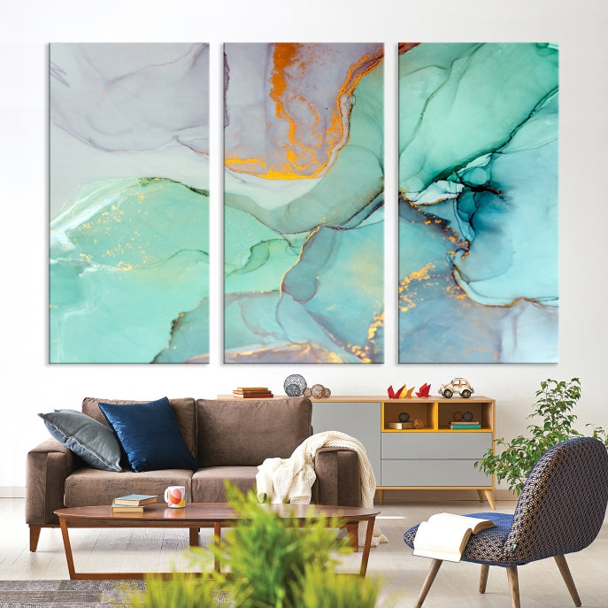 Green Marble Painting Abstract Wall Decor Giclee Canvas Wall Art Print