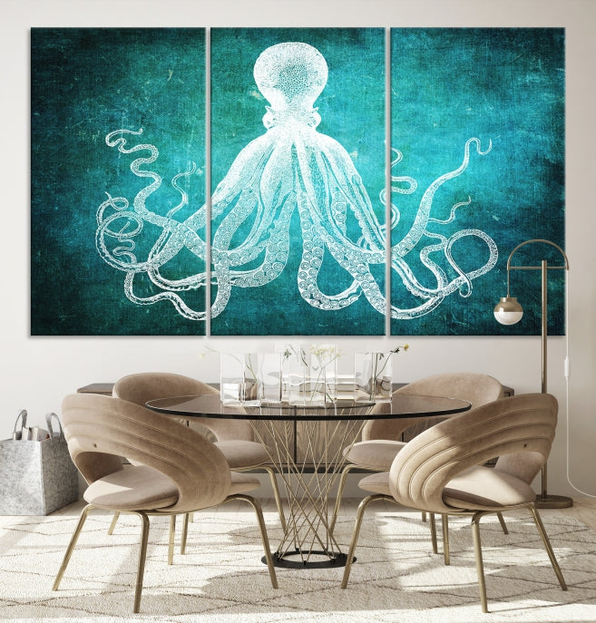 Green Octopus Abstract Wall Art Giclee Canvas Print