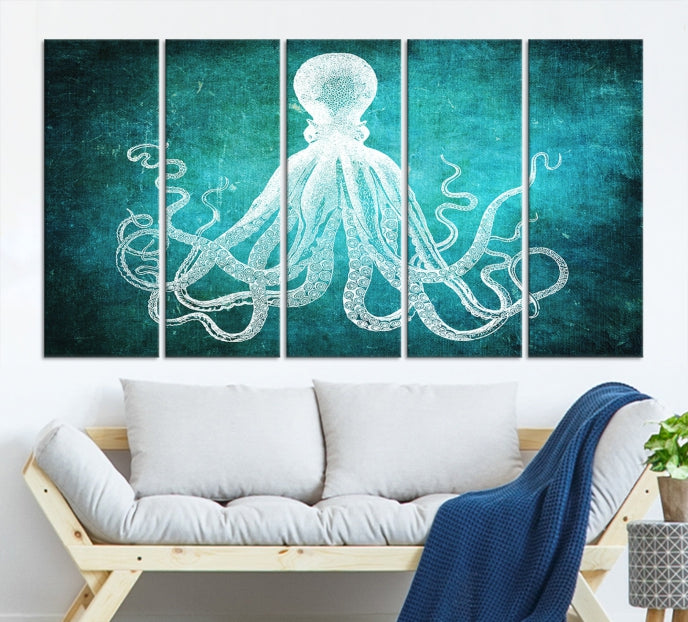 Green Octopus Abstract Wall Art Giclee Canvas Print