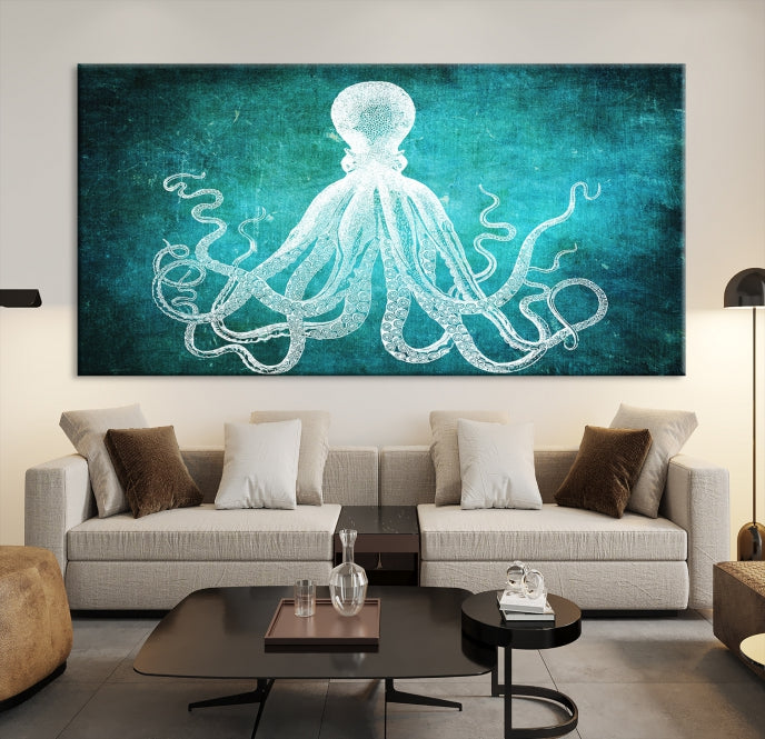 Green Octopus Abstract Wall Art Giclee Canvas Print