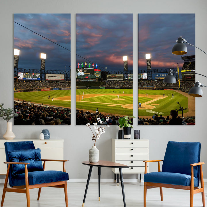 Guaranteed Rate Field Wall Art Chicago White Sox Stadium Canvas Print Baseball Wall Art MLB Wall Decor, Baseball Lover Gifts Dorm Wall Decor