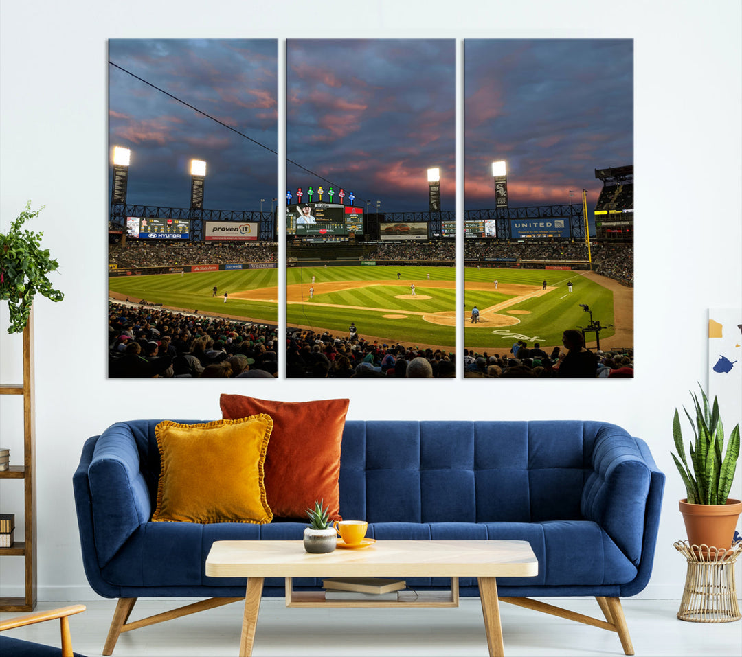 Guaranteed Rate Field Wall Art Chicago White Sox Stadium Canvas Print Baseball Wall Art MLB Wall Decor, Baseball Lover Gifts Dorm Wall Decor