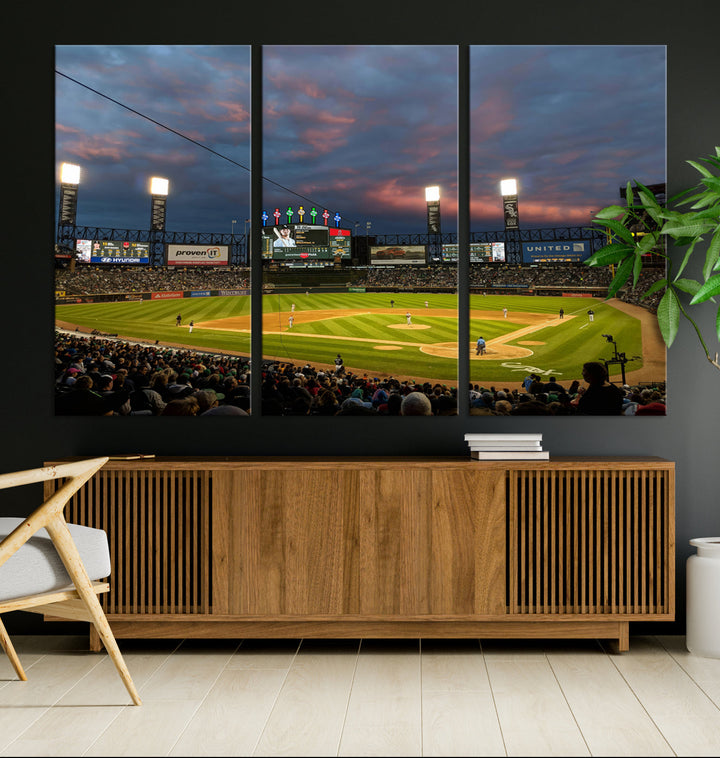 Guaranteed Rate Field Wall Art Chicago White Sox Stadium Canvas Print Baseball Wall Art MLB Wall Decor, Baseball Lover Gifts Dorm Wall Decor