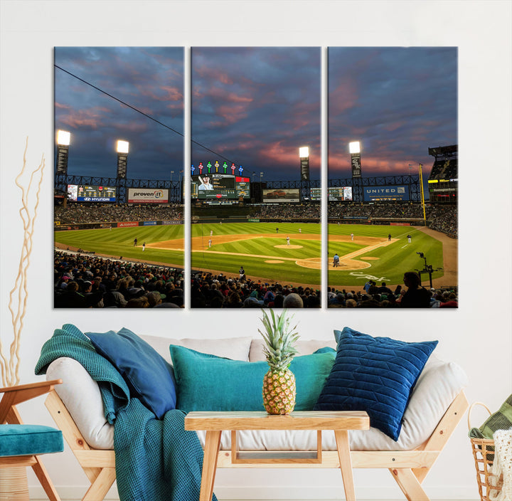 Guaranteed Rate Field Wall Art Chicago White Sox Stadium Canvas Print Baseball Wall Art MLB Wall Decor, Baseball Lover Gifts Dorm Wall Decor