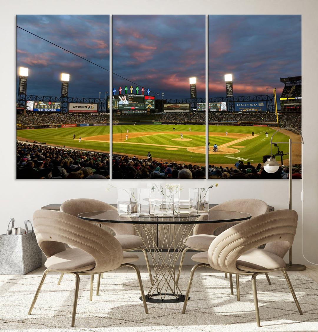 Guaranteed Rate Field Wall Art Chicago White Sox Stadium Canvas Print Baseball Wall Art MLB Wall Decor, Baseball Lover Gifts Dorm Wall Decor