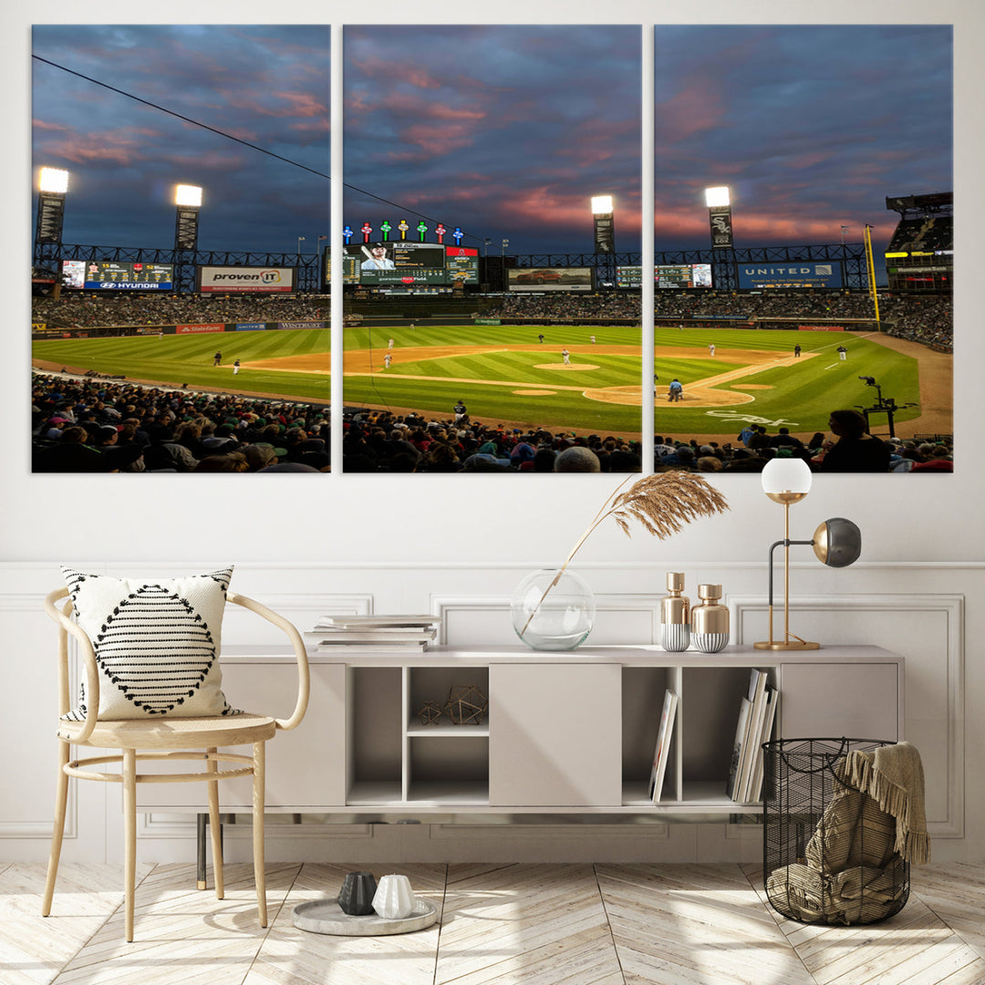 Guaranteed Rate Field Wall Art Chicago White Sox Stadium Canvas Print Baseball Wall Art MLB Wall Decor, Baseball Lover Gifts Dorm Wall Decor