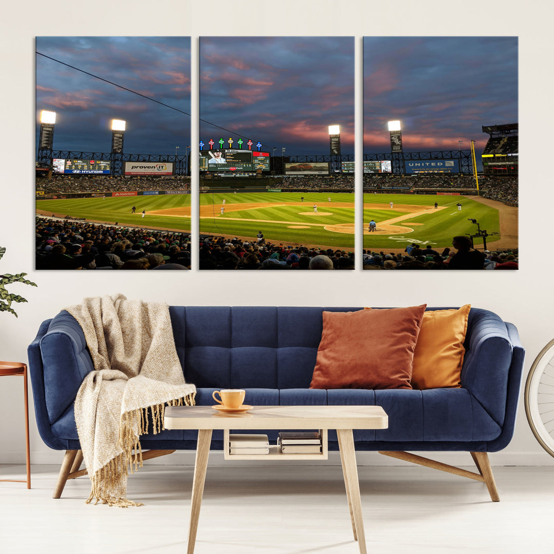 Guaranteed Rate Field Wall Art Chicago White Sox Stadium Canvas Print Baseball Wall Art MLB Wall Decor, Baseball Lover Gifts Dorm Wall Decor