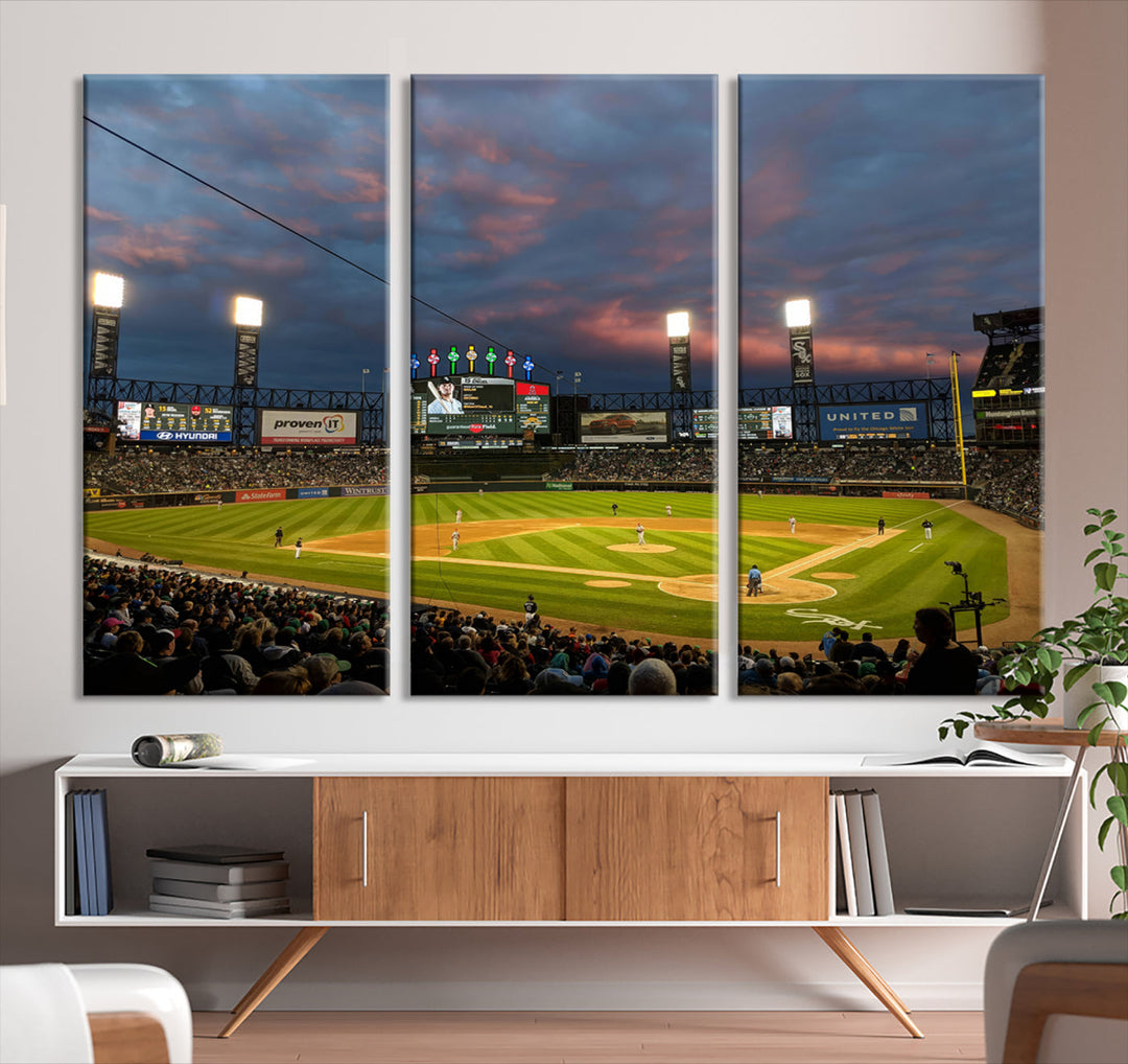 Guaranteed Rate Field Wall Art Chicago White Sox Stadium Canvas Print Baseball Wall Art MLB Wall Decor, Baseball Lover Gifts Dorm Wall Decor