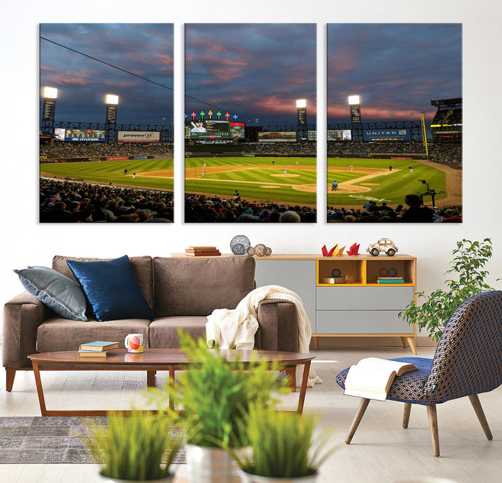 Guaranteed Rate Field Wall Art Chicago White Sox Stadium Canvas Print Baseball Wall Art MLB Wall Decor, Baseball Lover Gifts Dorm Wall Decor