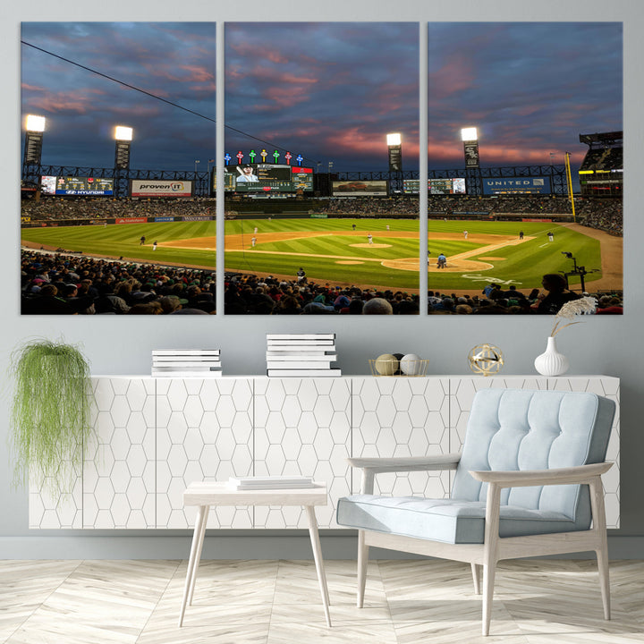 Guaranteed Rate Field Wall Art Chicago White Sox Stadium Canvas Print Baseball Wall Art MLB Wall Decor, Baseball Lover Gifts Dorm Wall Decor