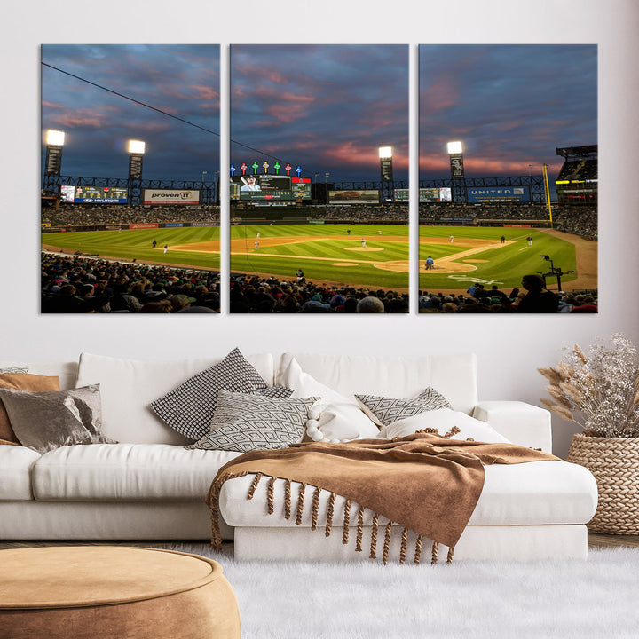 Guaranteed Rate Field Wall Art Chicago White Sox Stadium Canvas Print Baseball Wall Art MLB Wall Decor, Baseball Lover Gifts Dorm Wall Decor