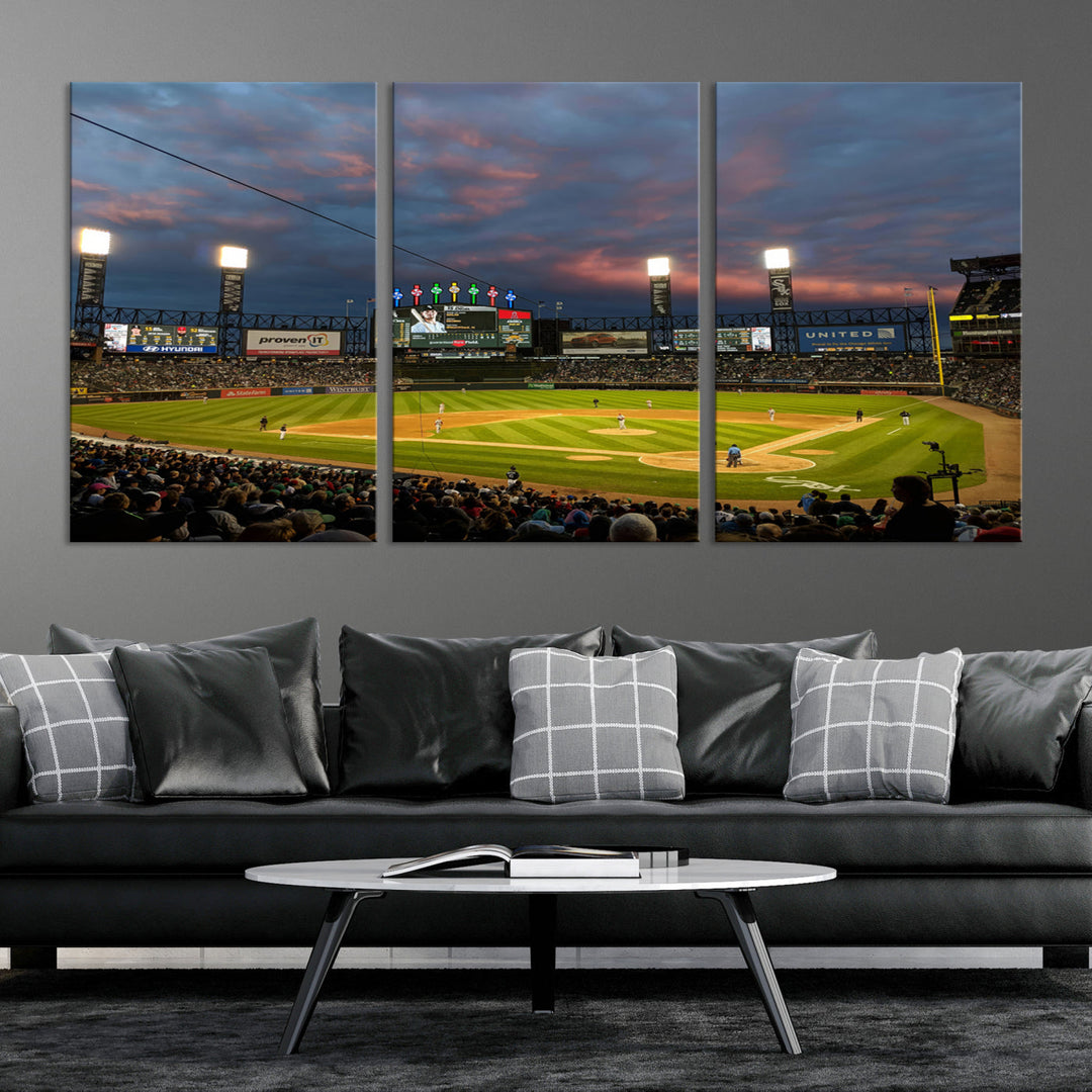 Guaranteed Rate Field Wall Art Chicago White Sox Stadium Canvas Print Baseball Wall Art MLB Wall Decor, Baseball Lover Gifts Dorm Wall Decor