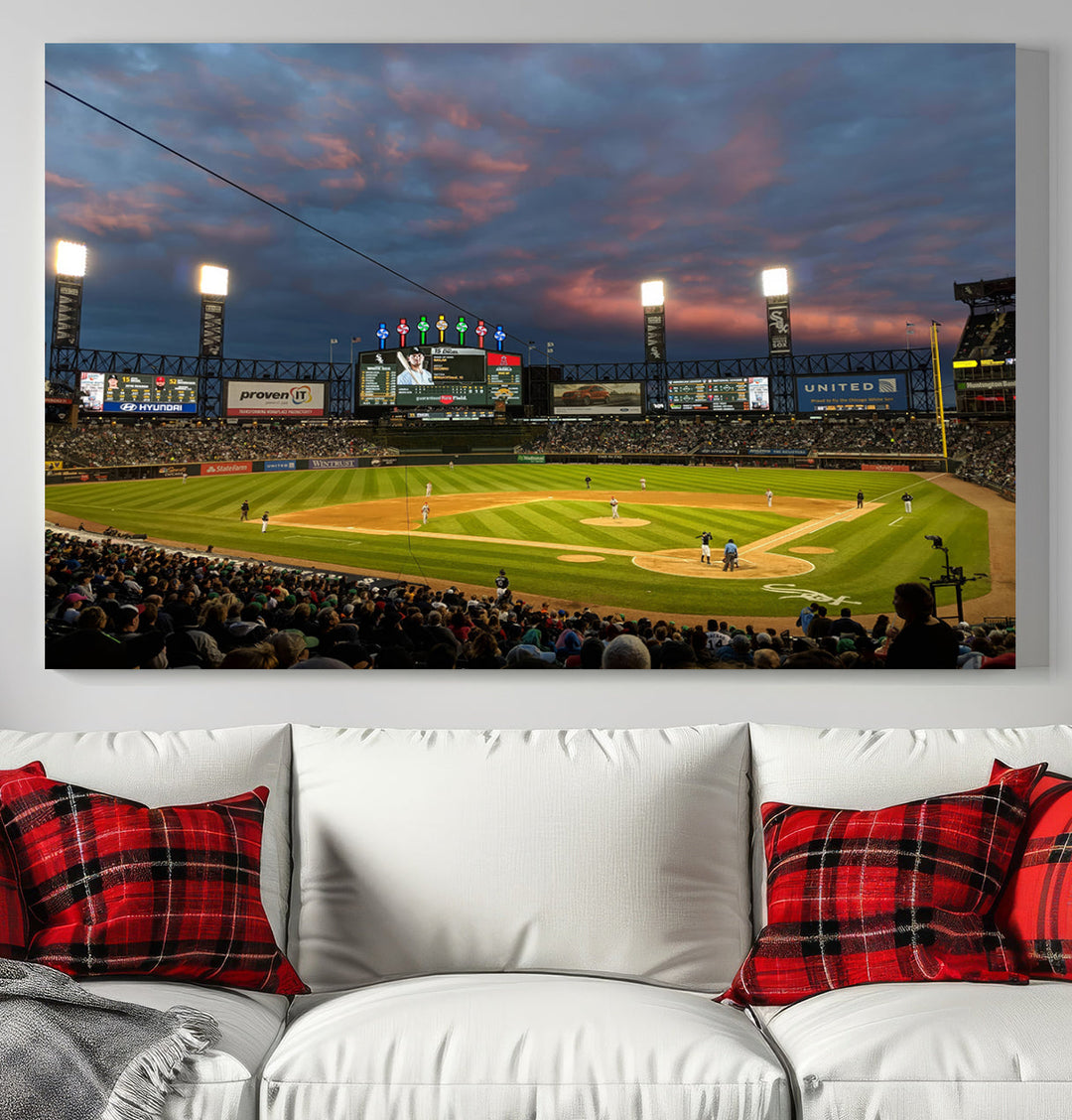 Guaranteed Rate Field Wall Art Chicago White Sox Stadium Canvas Print Baseball Wall Art MLB Wall Decor, Baseball Lover Gifts Dorm Wall Decor