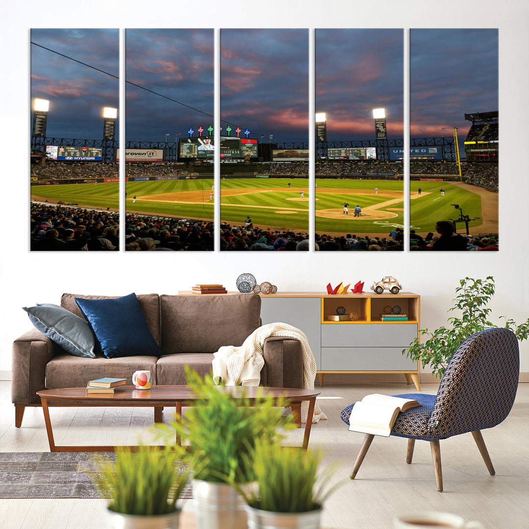 Guaranteed Rate Field Wall Art Chicago White Sox Stadium Canvas Print Baseball Wall Art MLB Wall Decor, Baseball Lover Gifts Dorm Wall Decor