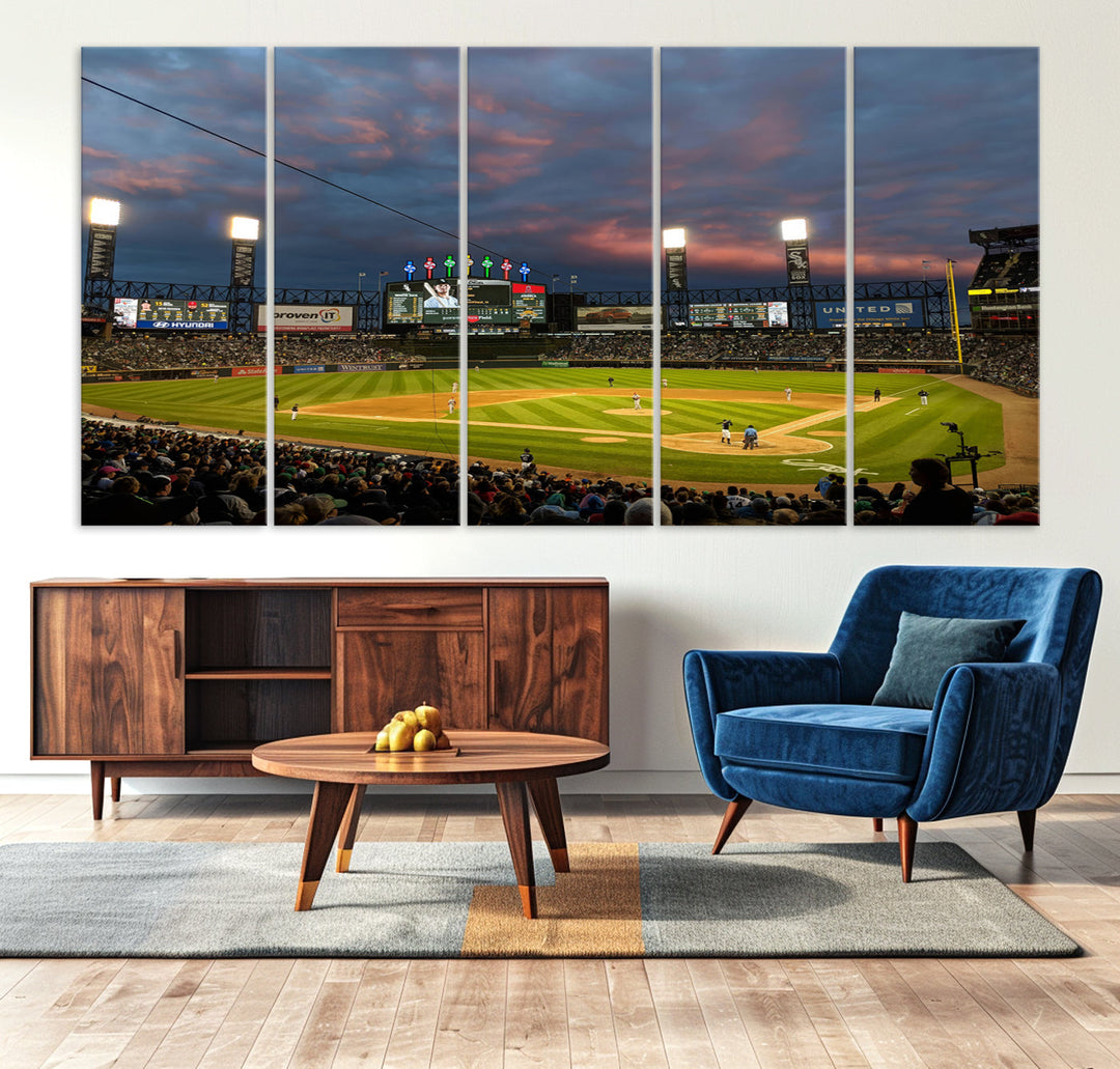 Guaranteed Rate Field Wall Art Chicago White Sox Stadium Canvas Print Baseball Wall Art MLB Wall Decor, Baseball Lover Gifts Dorm Wall Decor