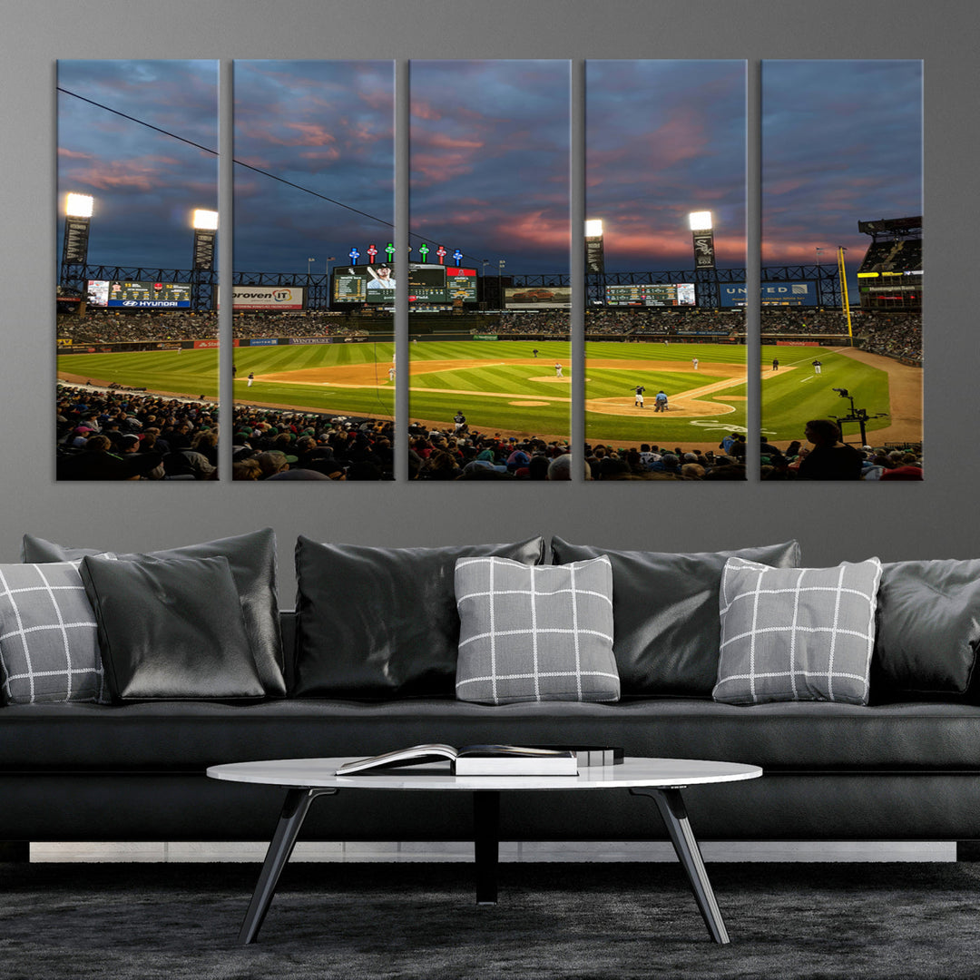 Guaranteed Rate Field Wall Art Chicago White Sox Stadium Canvas Print Baseball Wall Art MLB Wall Decor, Baseball Lover Gifts Dorm Wall Decor