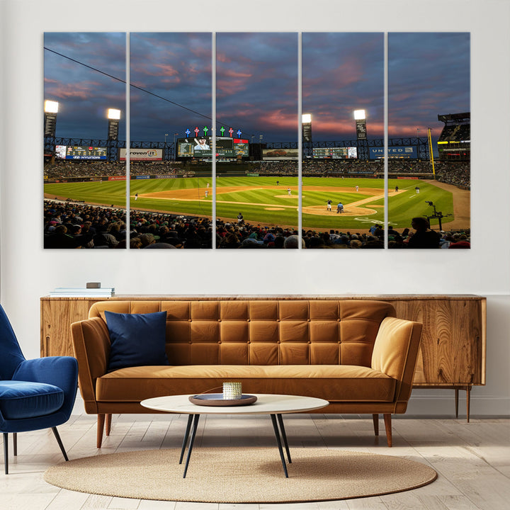 Guaranteed Rate Field Wall Art Chicago White Sox Stadium Canvas Print Baseball Wall Art MLB Wall Decor, Baseball Lover Gifts Dorm Wall Decor