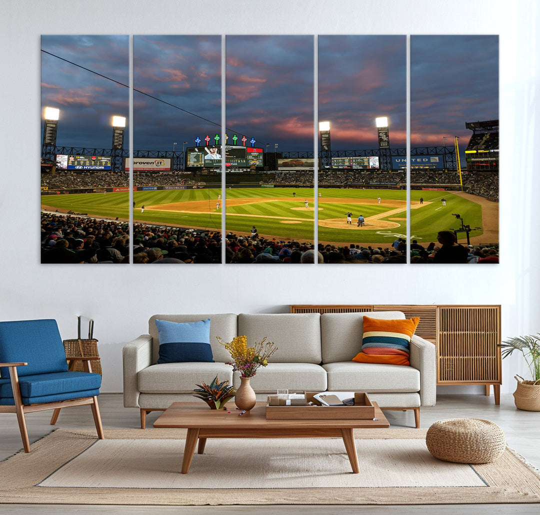 Guaranteed Rate Field Wall Art Chicago White Sox Stadium Canvas Print Baseball Wall Art MLB Wall Decor, Baseball Lover Gifts Dorm Wall Decor