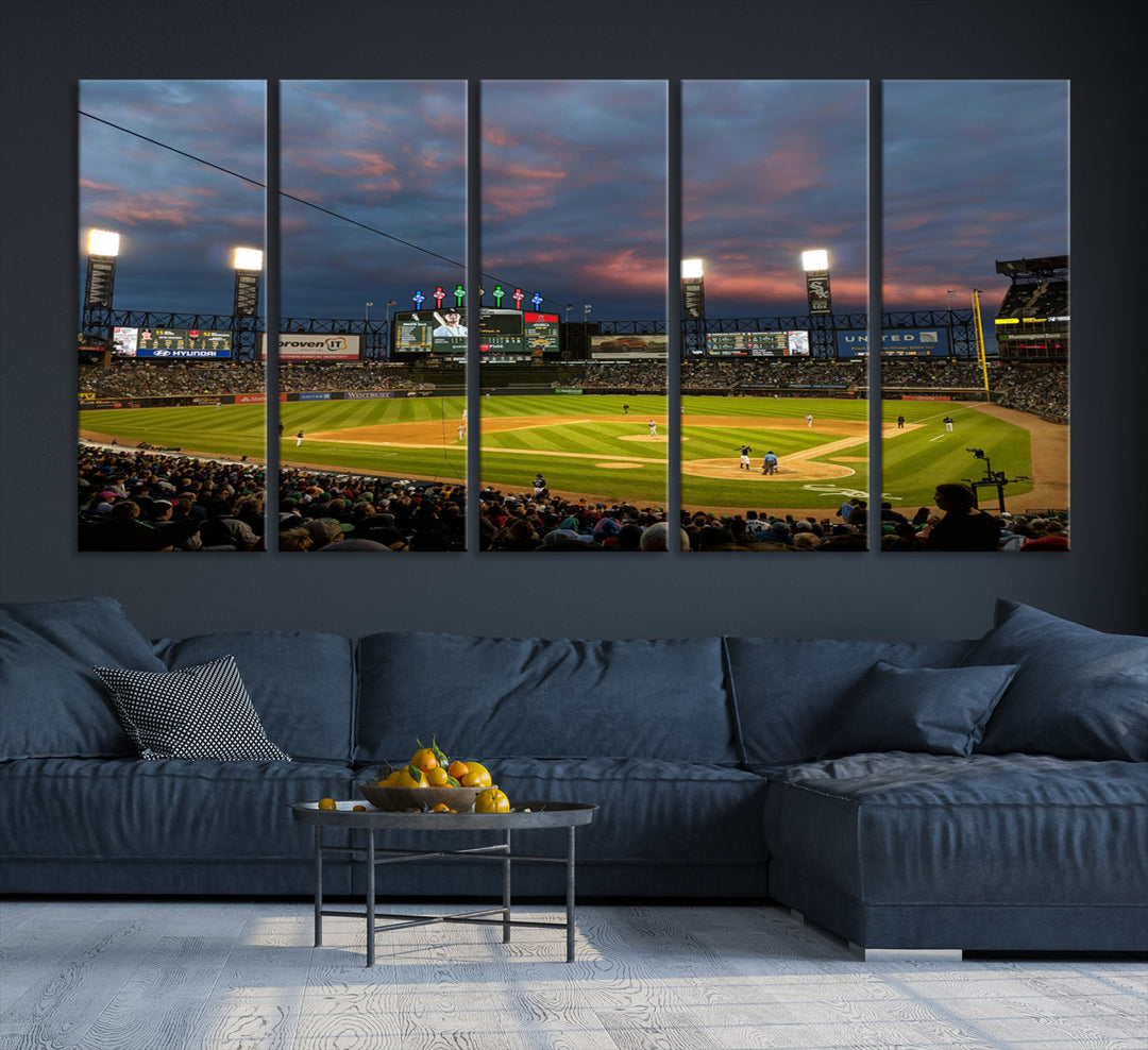 Guaranteed Rate Field Wall Art Chicago White Sox Stadium Canvas Print Baseball Wall Art MLB Wall Decor, Baseball Lover Gifts Dorm Wall Decor