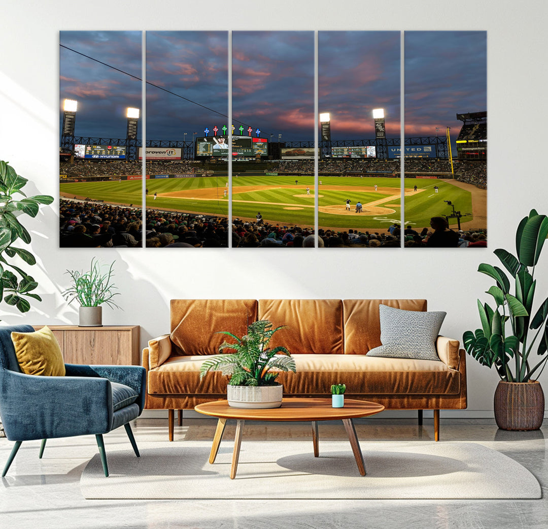 Guaranteed Rate Field Wall Art Chicago White Sox Stadium Canvas Print Baseball Wall Art MLB Wall Decor, Baseball Lover Gifts Dorm Wall Decor