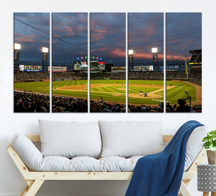 Guaranteed Rate Field Wall Art Chicago White Sox Stadium Canvas Print Baseball Wall Art MLB Wall Decor, Baseball Lover Gifts Dorm Wall Decor