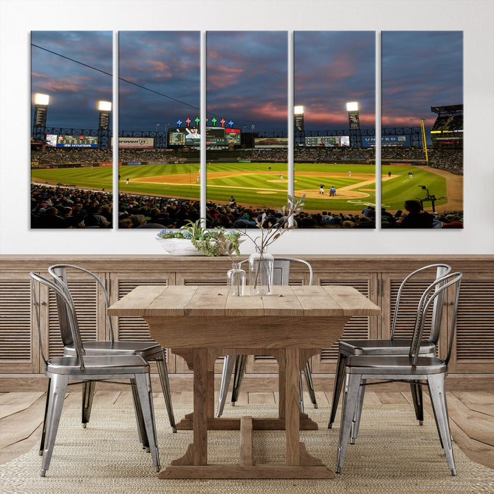 Guaranteed Rate Field Wall Art Chicago White Sox Stadium Canvas Print Baseball Wall Art MLB Wall Decor, Baseball Lover Gifts Dorm Wall Decor