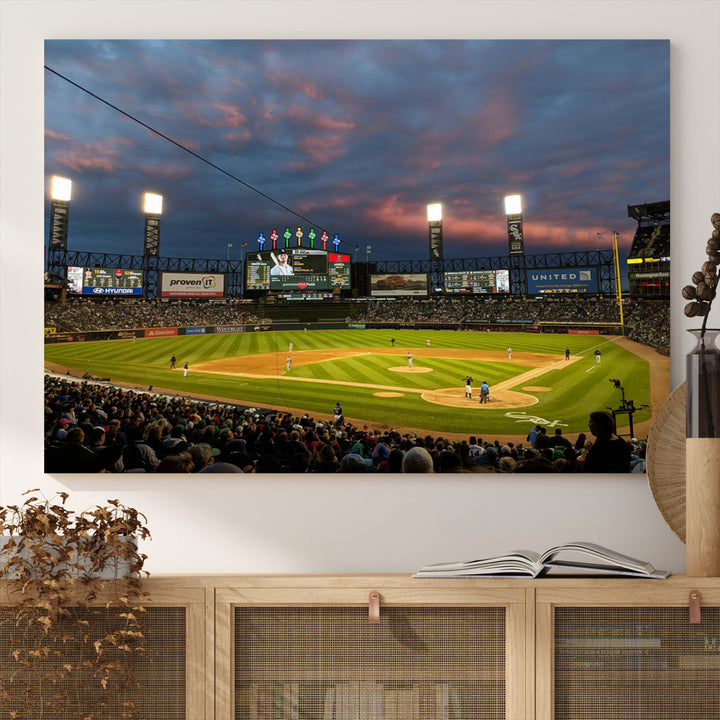 Guaranteed Rate Field Wall Art Chicago White Sox Stadium Canvas Print Baseball Wall Art MLB Wall Decor, Baseball Lover Gifts Dorm Wall Decor