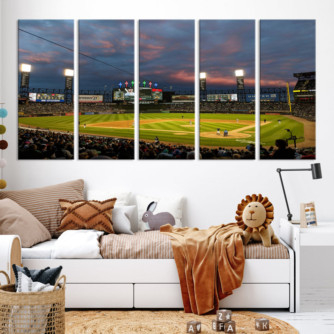 Guaranteed Rate Field Wall Art Chicago White Sox Stadium Canvas Print Baseball Wall Art MLB Wall Decor, Baseball Lover Gifts Dorm Wall Decor