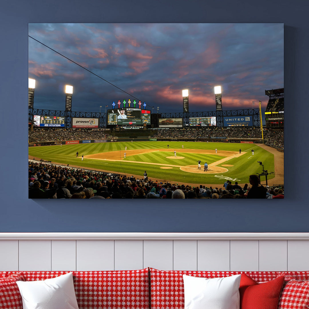 Guaranteed Rate Field Wall Art Chicago White Sox Stadium Canvas Print Baseball Wall Art MLB Wall Decor, Baseball Lover Gifts Dorm Wall Decor