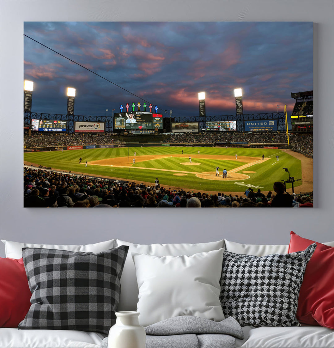 Guaranteed Rate Field Wall Art Chicago White Sox Stadium Canvas Print Baseball Wall Art MLB Wall Decor, Baseball Lover Gifts Dorm Wall Decor