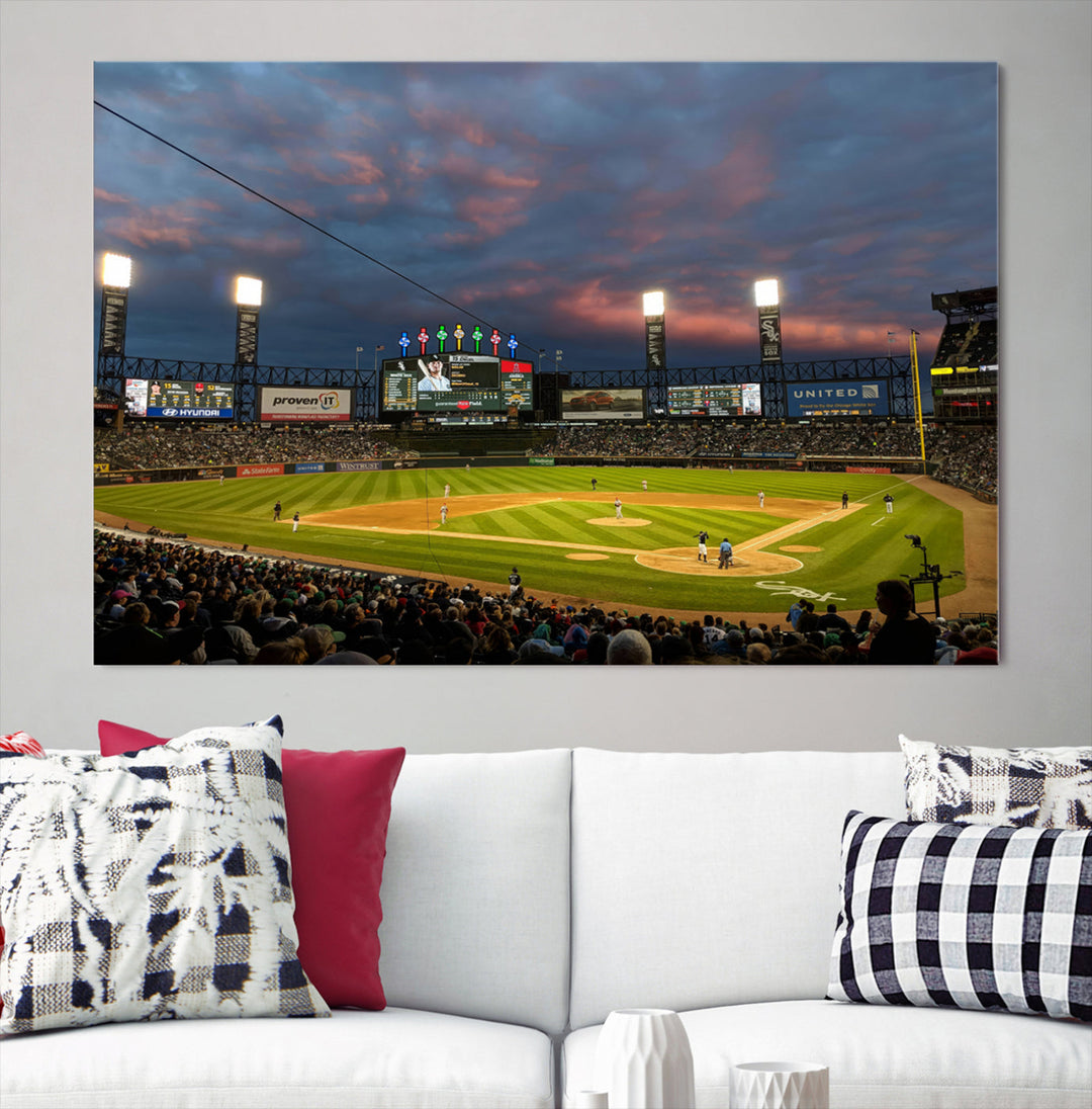 Guaranteed Rate Field Wall Art Chicago White Sox Stadium Canvas Print Baseball Wall Art MLB Wall Decor, Baseball Lover Gifts Dorm Wall Decor