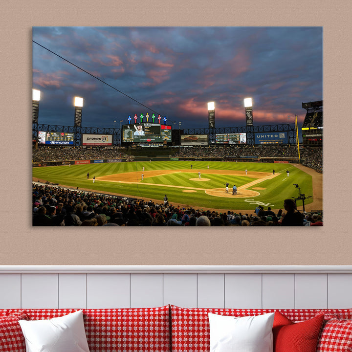 Guaranteed Rate Field Wall Art Chicago White Sox Stadium Canvas Print Baseball Wall Art MLB Wall Decor, Baseball Lover Gifts Dorm Wall Decor