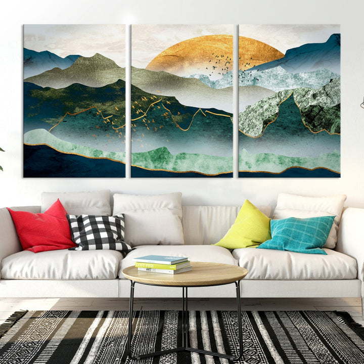 Heartwarming Sunrise Abstract Landscape Painting Canvas Wall Art Print