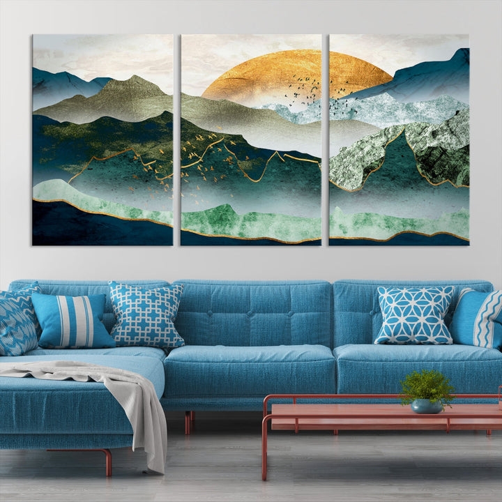 Heartwarming Sunrise Abstract Landscape Painting Canvas Wall Art Print