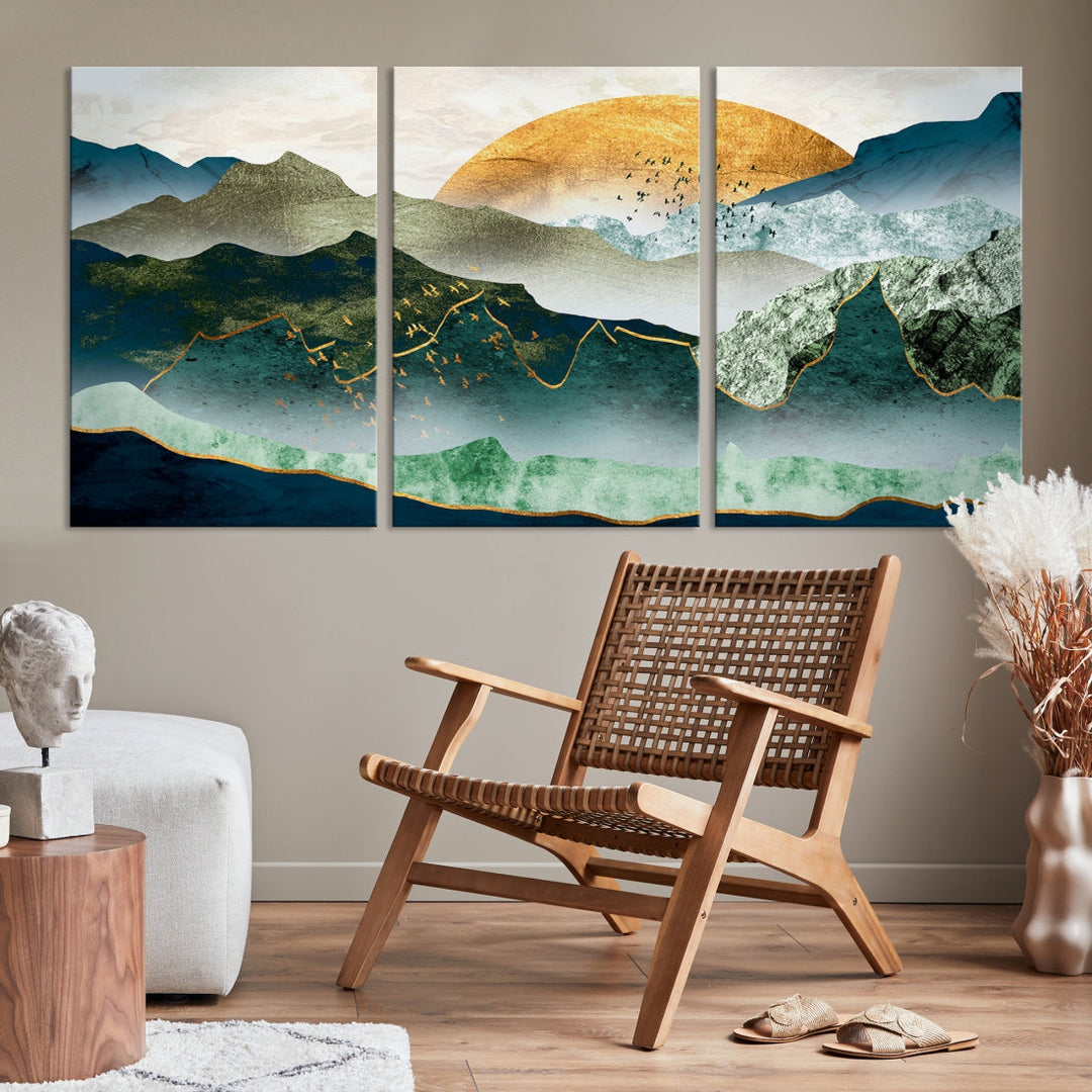 Heartwarming Sunrise Abstract Landscape Painting Canvas Wall Art Print