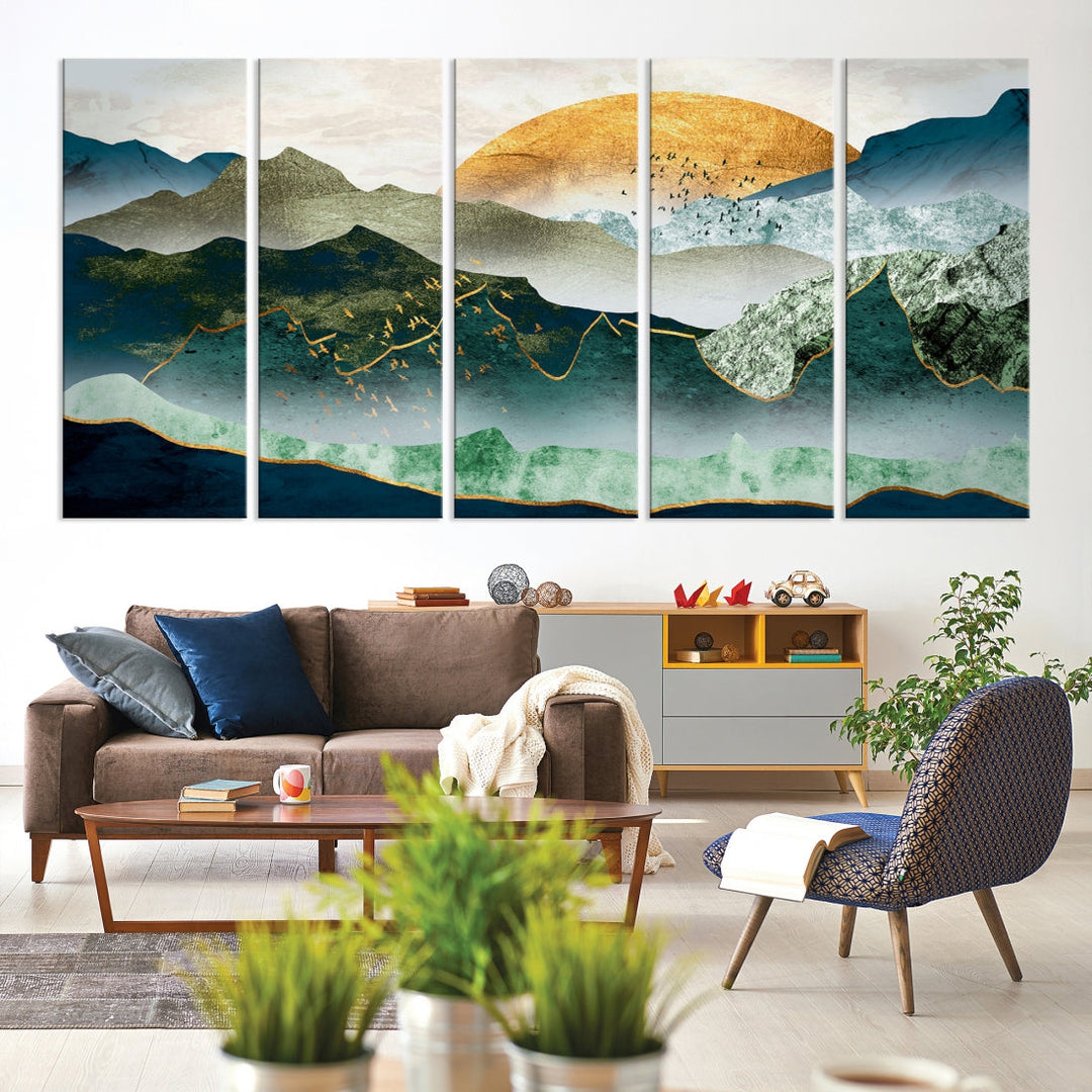 Heartwarming Sunrise Abstract Landscape Painting Canvas Wall Art Print