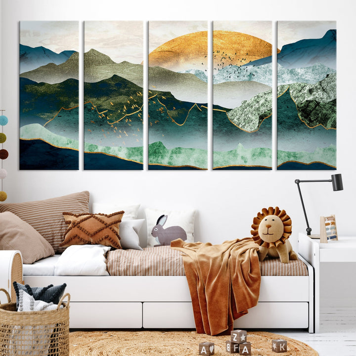 Heartwarming Sunrise Abstract Landscape Painting Canvas Wall Art Print