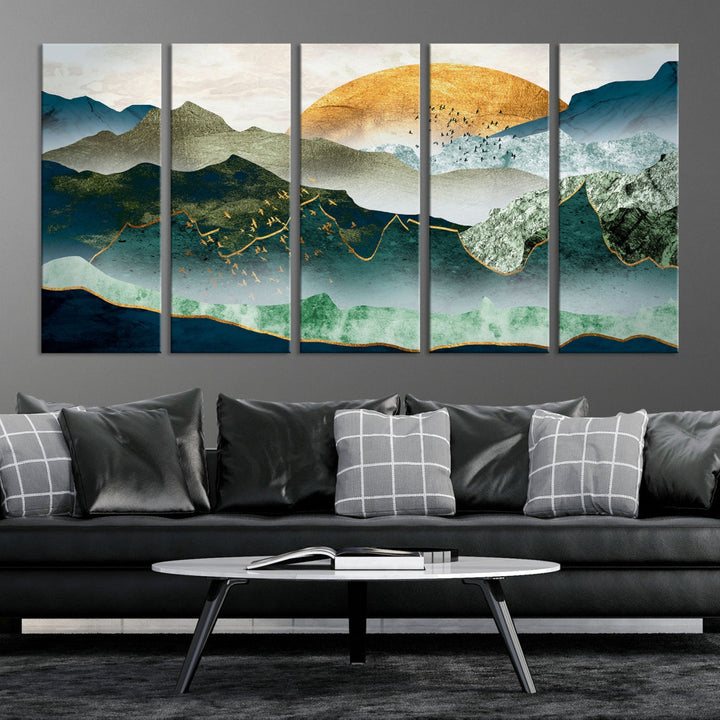 Heartwarming Sunrise Abstract Landscape Painting Canvas Wall Art Print