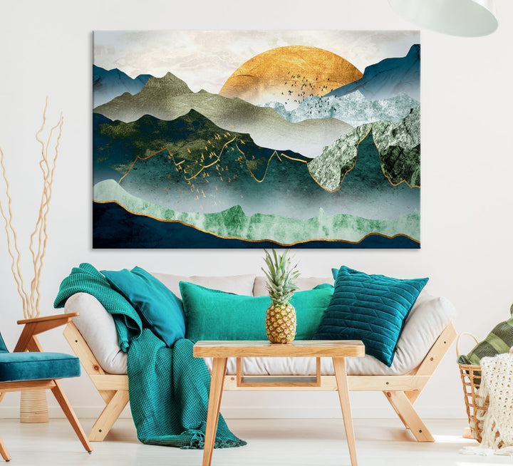 Heartwarming Sunrise Abstract Landscape Painting Canvas Wall Art Print