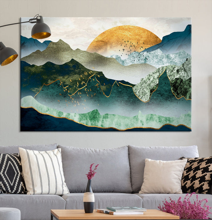 Heartwarming Sunrise Abstract Landscape Painting Canvas Wall Art Print