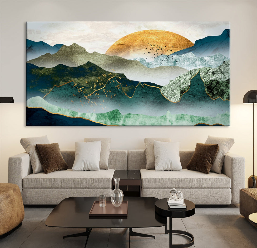 Heartwarming Sunrise Abstract Landscape Painting Canvas Wall Art Print